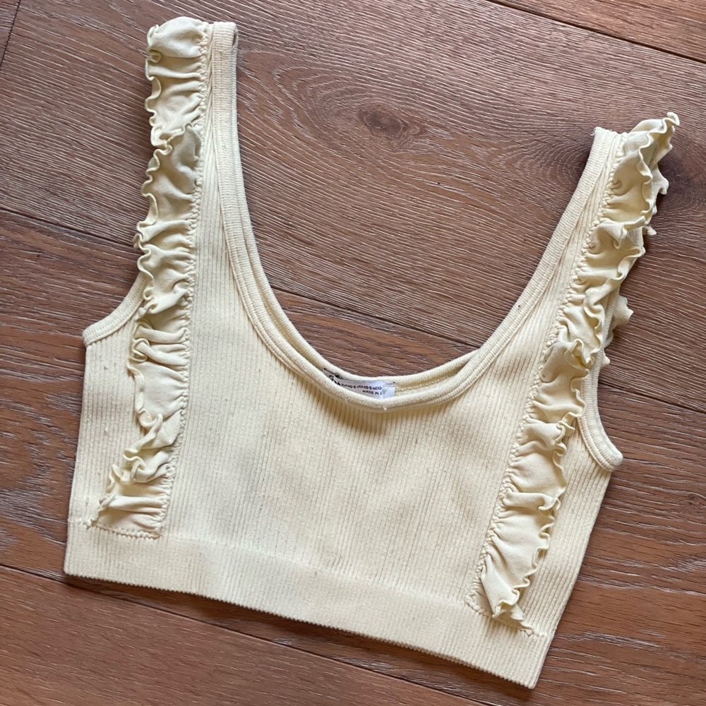 Pastel yellow fringe top